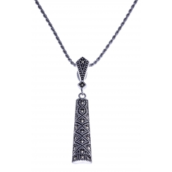 Collier argent rhodié 6,2g - marcassites - 45 cm