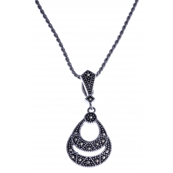 Collier argent rhodié 6,2g - marcassites - 45 cm