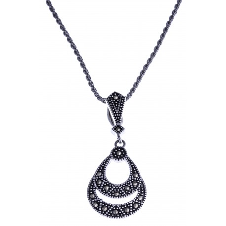 Collier argent rhodié 6,2g - marcassites - 45 cm