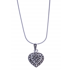 Collier argent 5g "coeur" - marcassites - 40 cm