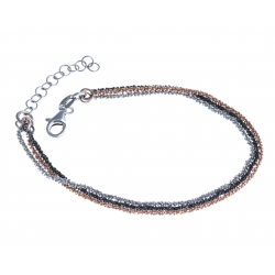 Bracelet argent rhodié 3,4g - 3 tons WRB - 3 fils - 17+3cm