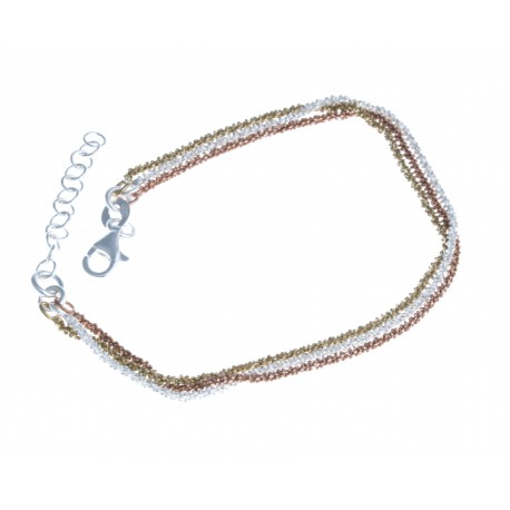 Bracelet argent rhodié 3,4g - 3 tons YRA - 3 fils - 17+3cm