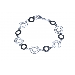 Bracelet argent rhodié 5g - 2 tons - 18,5 cm