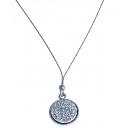 Collier argent rhodié 2,9g - résine blanche - 41 cm