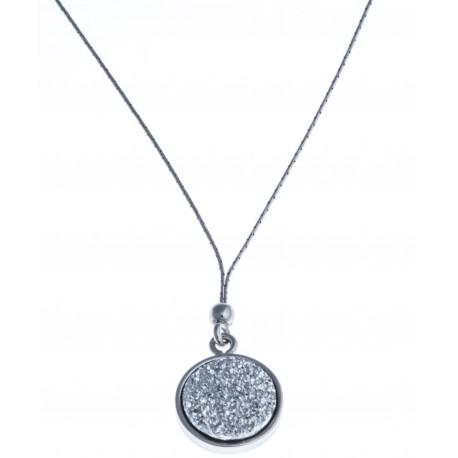 Collier argent rhodié 2,9g - résine blanche - 41 cm