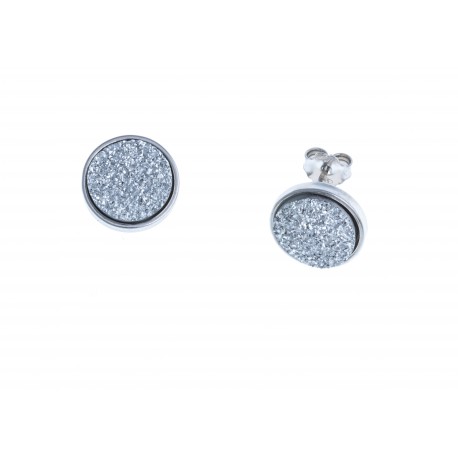 Boucle d'oreille argent rhodié 2,9g - résine blanche