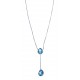 Collier argent rhodié 3,2g - cristal de swarovski bleu - 40+3 cm