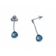 Boucles d'oreille argent rhodié 1,8g - cristal de swarovski bleu