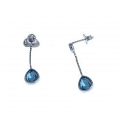 Boucles d'oreille argent rhodié 1,8g - cristal de swarovski bleu