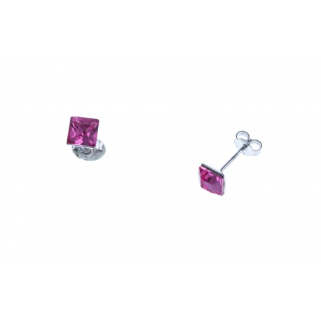 Boucles d'oreille argent rhodié 1,2g - cristal de swarovski rose