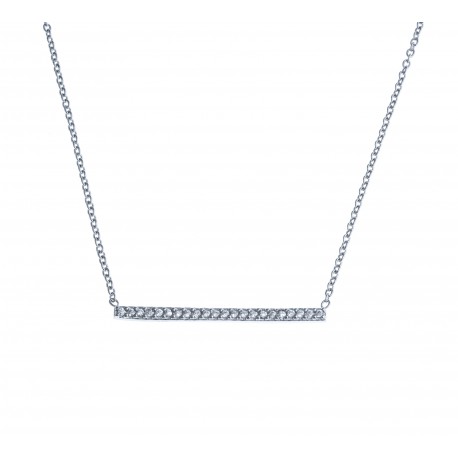 Collier argent rhodié 1,9g - zircons - 42 cm