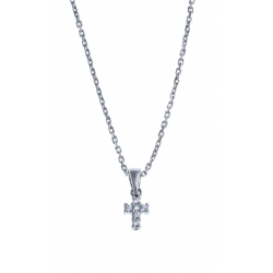 Collier argent rhodié 2,9g "croix" - zircons - 38+5cm