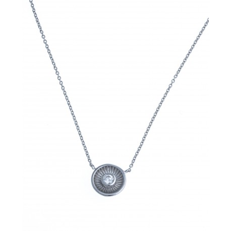 Collier argent rhodié 2,4g - zircon - 44 cm