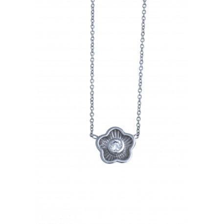 Collier argent rhodié 2,2g - zircon - 44 cm