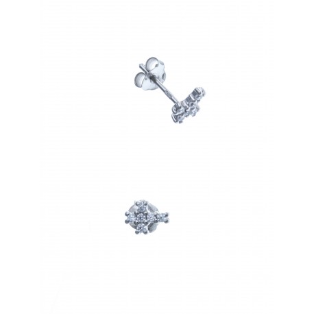 Boucles d'oreille argent rhodié 0,8g "croix" - zircons