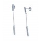 Boucles d'oreille argent rhodié 2g - zircons - 5 cm