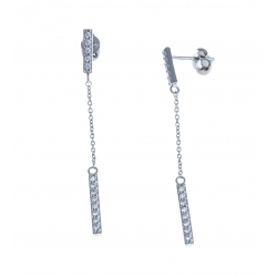 Boucles d'oreille argent rhodié 2g - zircons - 5 cm