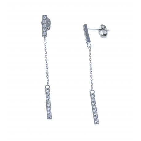 Boucles d'oreille argent rhodié 2g - zircons - 5 cm