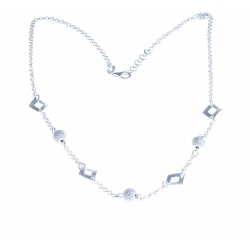 Collier argent 5,6g "boules diamantées" - 43+2cm