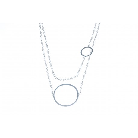 Collier argent 3,4g "2 ronds" - 42+3cm