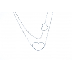 Collier argent 3,4g "2 coeurs" - 42+3cm