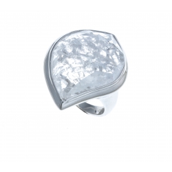 Bague argent rhodié 7g - quartz cristal - T 50 à 60