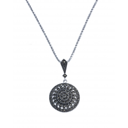 Collier argent rhodié 8g - marcassites - 45 cm