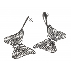 Boucles d'oreille acier noir - "papillon"