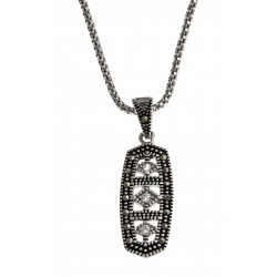 Collier argent rhodié 5,3g - marcassites - zircons - 45 cm