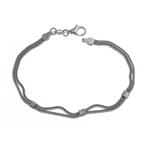 Bracelet argent rhodié 3,8g - maille queue de renard - 19 cm