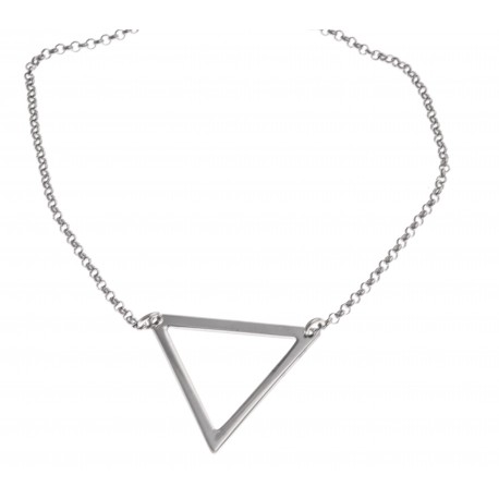 Collier argent rhodié 3,8g - triangle inversé - 40+5 cm