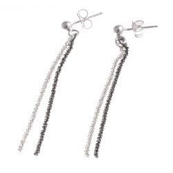 Boucles d'oreille argent rhodié 2g - 2 tons WB - 5 cm