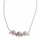 Collier argent rhodié 4,3g - perles de culture orange, rose et blanche - 40+5cm