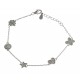 Bracelet argent rhodié 3,3g - 5 motifs - zircons - 17,5+2,5 cm