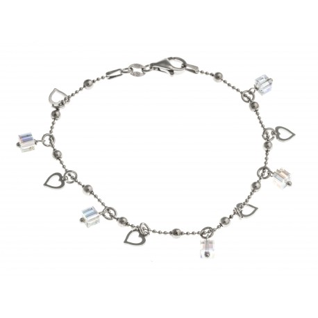 Bracelet argent rhodié 4,3g - cristal de swarovski - 19 cm