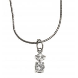 Collier argent rhodié 3,3g - zircons - 40 cm