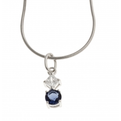 Collier argent rhodié 3,3g - zircons blanc & bleu foncé - 40 cm