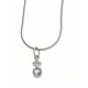 Collier argent rhodié 3,3g - zircons blanc & bleu clair - 40 cm