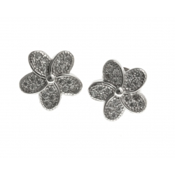 Boucles d'oreille argent rhodié 2,2g - "fleur" - zircons