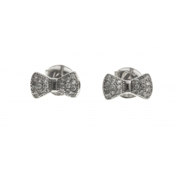 Boucles d'oreille argent rhodié 1g - "noeud papillon" - zircons