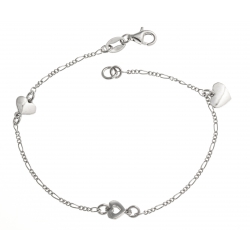 Bracelet argent rhodié 2,7g - coeurs - 18,5 cm