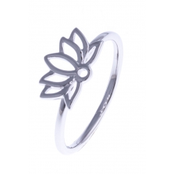 Bague argent rhodié 1,4g - "lotus" T 50 à 60