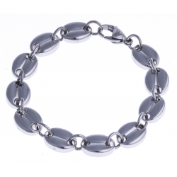 Bracelet acier - "grains de café" - 10mm - 20cm