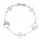 Bracelet argent rhodié 3,3g - "5 fleurs" - 18,5cm