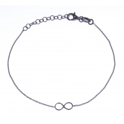 Bracelet argent rhodié noir 1,4g - "infini" - 17+3 cm