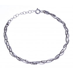 Bracelet argent rhodié 3,7g - 2 tons - rhodié et noir - 17+3cm