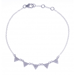 Bracelet argent rhodié 1,8g - "triangles" - zircons 17+1+1cm