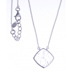 Collier argent rhodié 4g - quartz cristal - 45+3cm