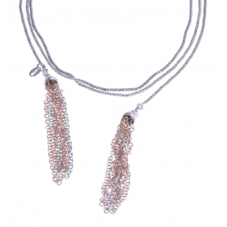 Collier argent rhodié 12,6g - "écharpe" - 2 tons rosé et rhodié - 115cm