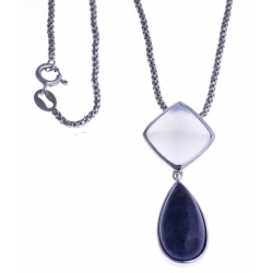 Collier argent rhodié 5,3g - sodalite - agate - 45cm